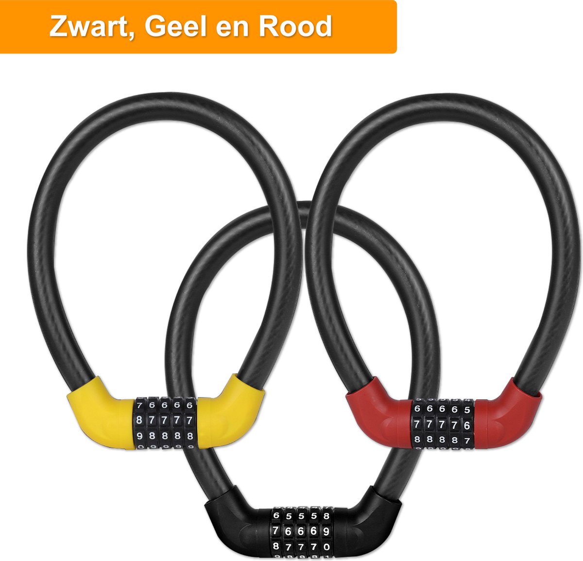 Colorful Sun® Fietsslot met cijferslot - Ø17,2mm / 57 cm - 1 stuk - Kabelslot Fiets - Motorslot - Fietssloten electrische fietsen - Cijferslot - Code Kabelslot - Cijfercombinatieslot - Slot met Code - Zwart – foto 6