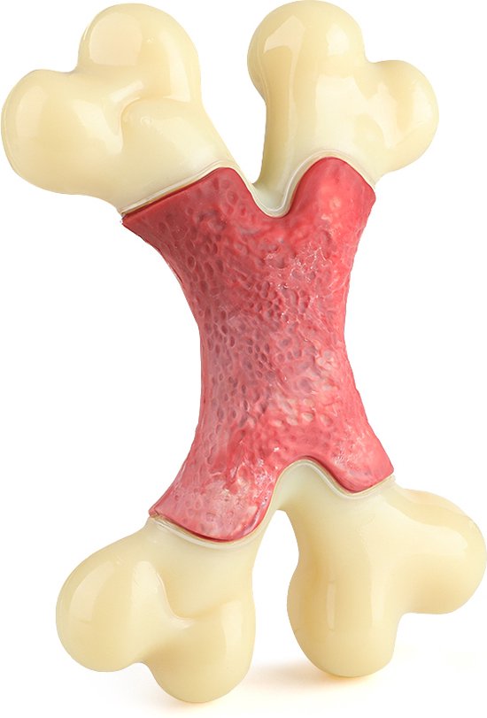 Jouet robuste en forme d'os en nylon - Structure Wishbone - Os à mâcher durable - Os pour chien en nylon - Wit