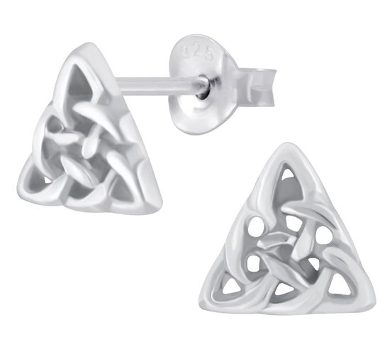 Joy|S - Zilveren 7 mm Keltische driehoek oorbellen