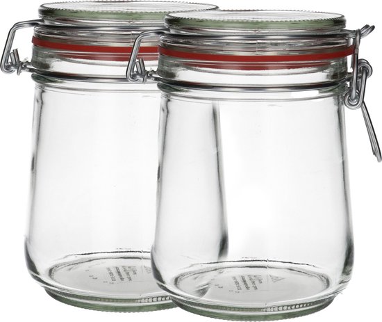 Foto: 2x glazen weckpot 800 ml rond transparant inmaakpotten mason jar weckpotten met deksel confituurpotten hervulbaar glas 2 potten