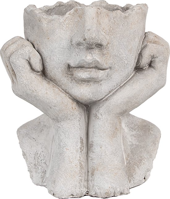 Clayre & Eef Pot de fleurs d'intérieur Femme 17x14x18 cm Gris Pierre Pot de fleur
