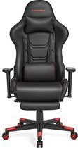 Signature Home Bomb Gaming chair - chaise de bureau - chaise de bureau ergonomique avec dossier haut - accoudoirs, repose-pieds - soutien lombaire - oreiller - capacité de charge jusqu'à 150 kg - noir-rouge