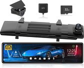 RedTiger T27 Spiegel Dashcam voor auto - Ultra 4K & 1080P - Voor en Achter Camera - WiFi en GPS - 12 Inch met App - Sony Camerasysteem - Nachtzicht - Parkeerbewaking - met Parkeerhulp - G Sensor - Loop opname - Full HD