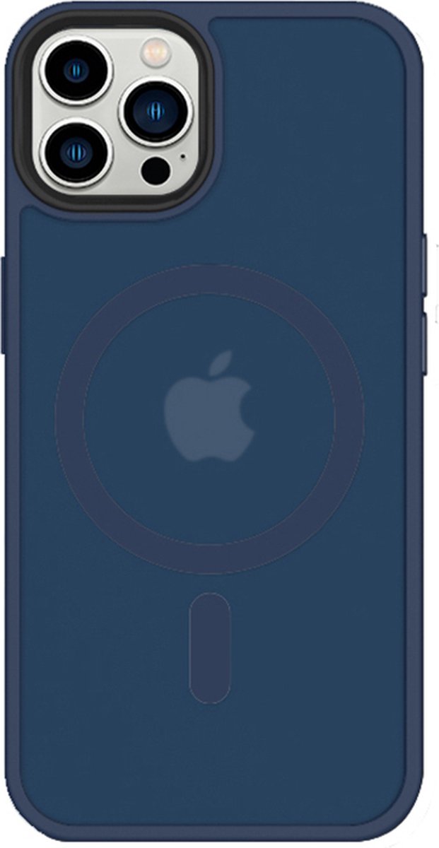 iPhone 14 Pro hoesje Mat Transparant Donker Blauw geschikt voor MagSafe - 6,1 inch