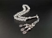 Handgemaakte Tasbih Zilver 925 en Natuursteen "Bergkristal" -Tasbih met tassel "Druppels"-Mooi cadeau voor Moederdag, Vaderdag, vrienden en familie