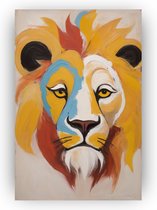 Lion style Willem de Kooning - Peintures Willem de Kooning - Peinture lion - Peintures sur toile industrielles - Peinture sur toile de salon - Décoration murale de salon - 40 x 60 cm 18 mm
