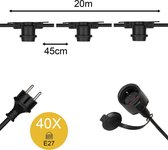 String lumineuse E27 de qualité commerciale, 40 Prises électriques, 20 m, IP44 - 145077 - E3YPC
