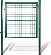 Tuinpoort Poort gepoedercoat staal Tuinpoort-Tuindeur hek poort 100 × 100 cm boerderij poort van gegalvaniseerd staal met slot, deurknop en sleutel, stevig en duurzaam-groente