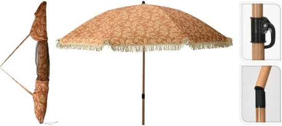 Pro Garden Parasol Bladeren Print - 200 cm - Okergeel