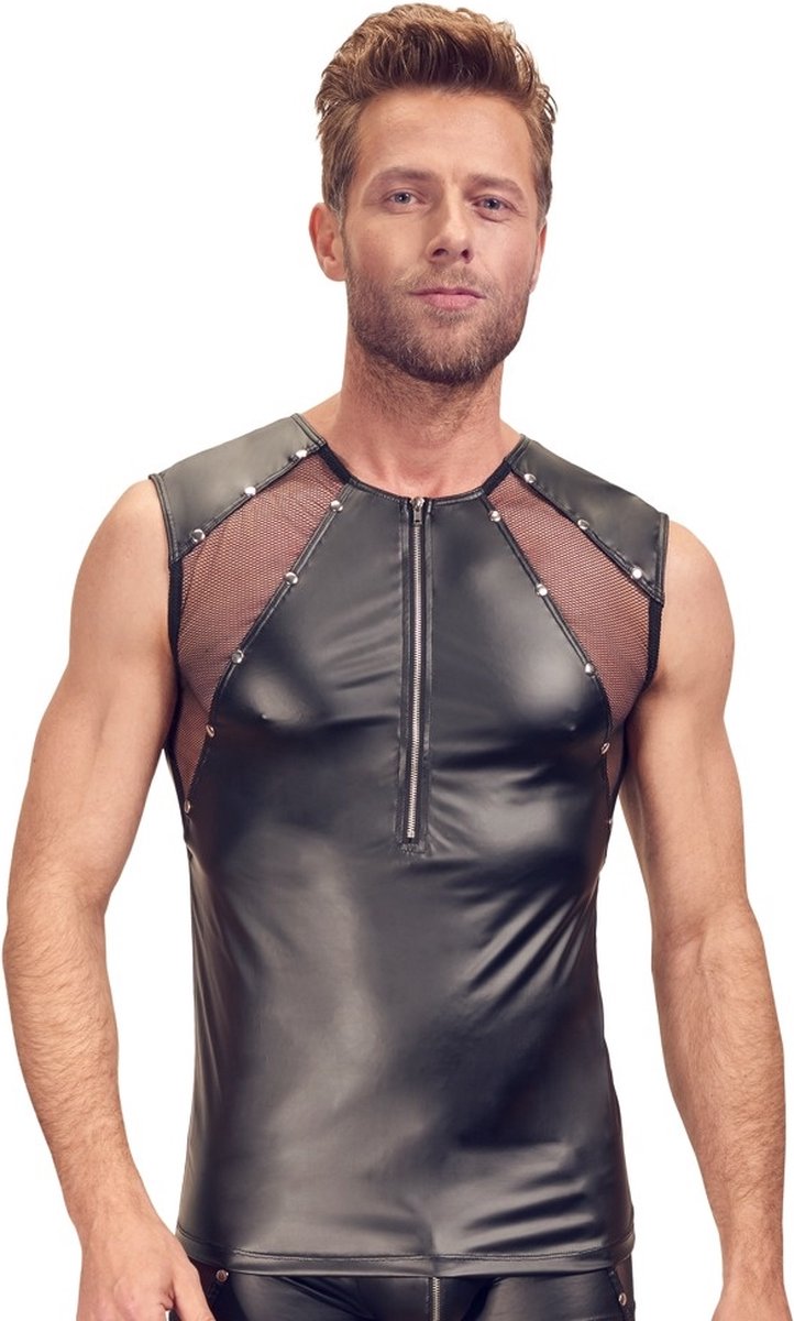 Fetish Matte Wetlook Shirt met Studs