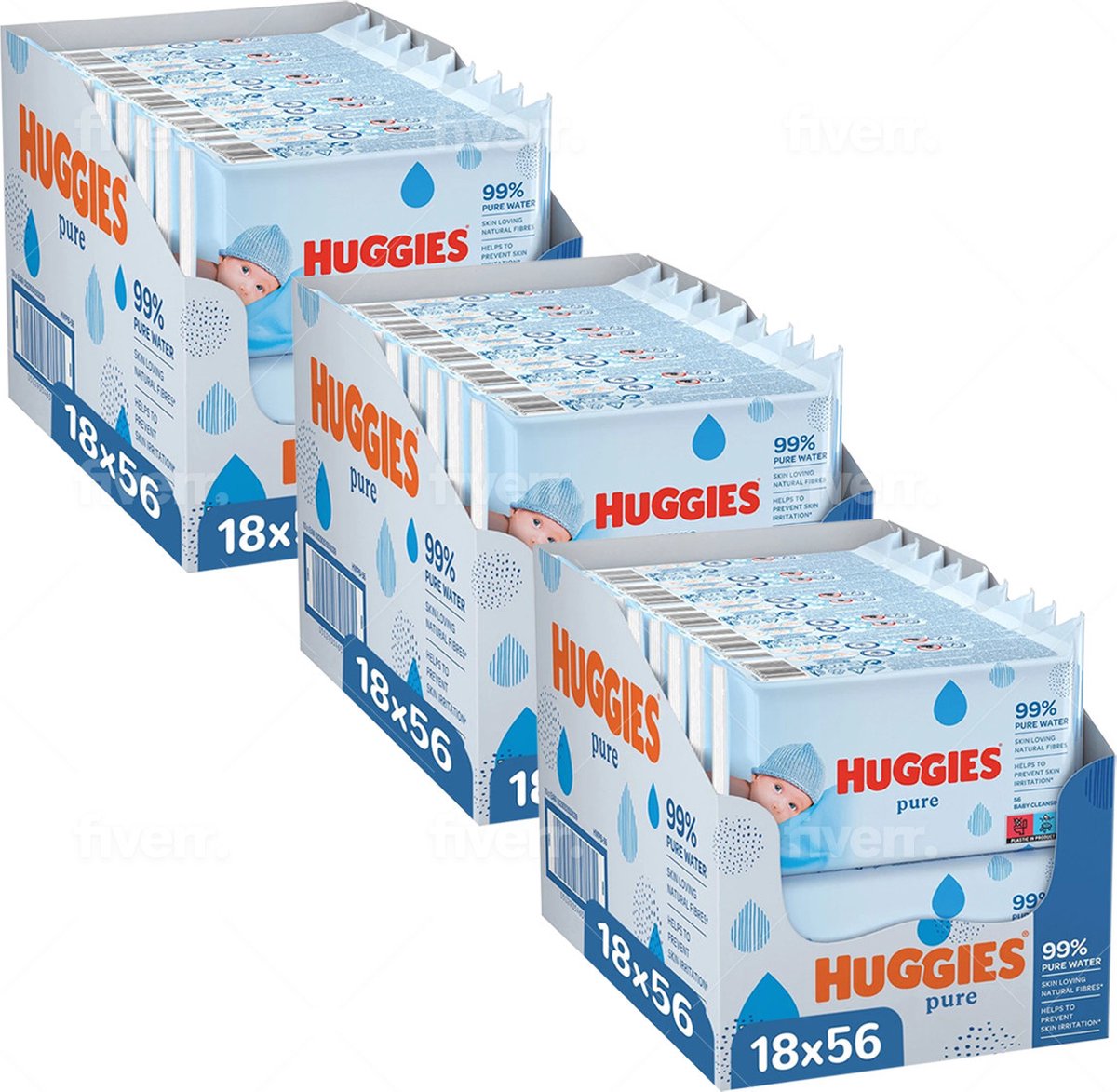Goedkoopste Huggies - Pure - Billendoekjes - 3024 babydoekjes - 54 x 56