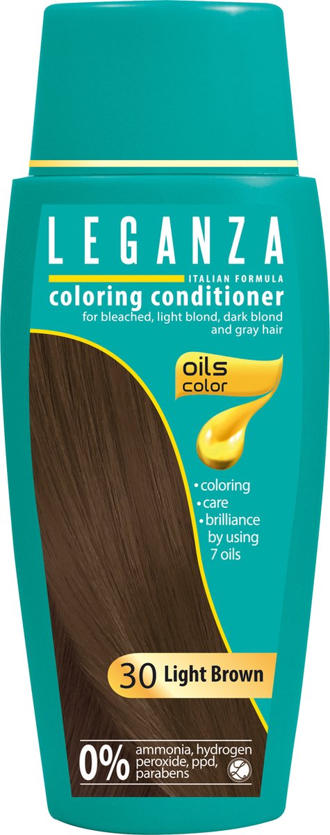 Leganza Coloring Conditioner - Kleur Light Brown / Licht Bruin - 100% Natuurlijke Oliën - 0% Waterstofperoxide / PPD / Ammoniak