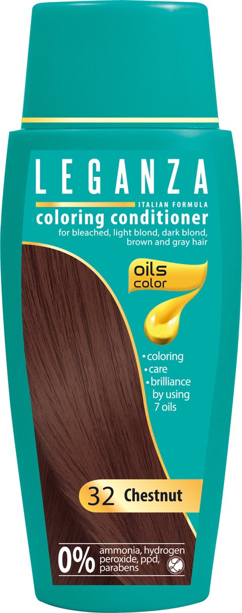 Leganza Coloring Conditioner - Kleur Chestnut / Kastanje Bruin - 100% Natuurlijke Oliën - 0% Waterstofperoxide / PPD / Ammoniak