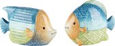 Décoratif | Deco poisson bleu, céramique, 17x7x10cm, set de 2 pièces | A240336