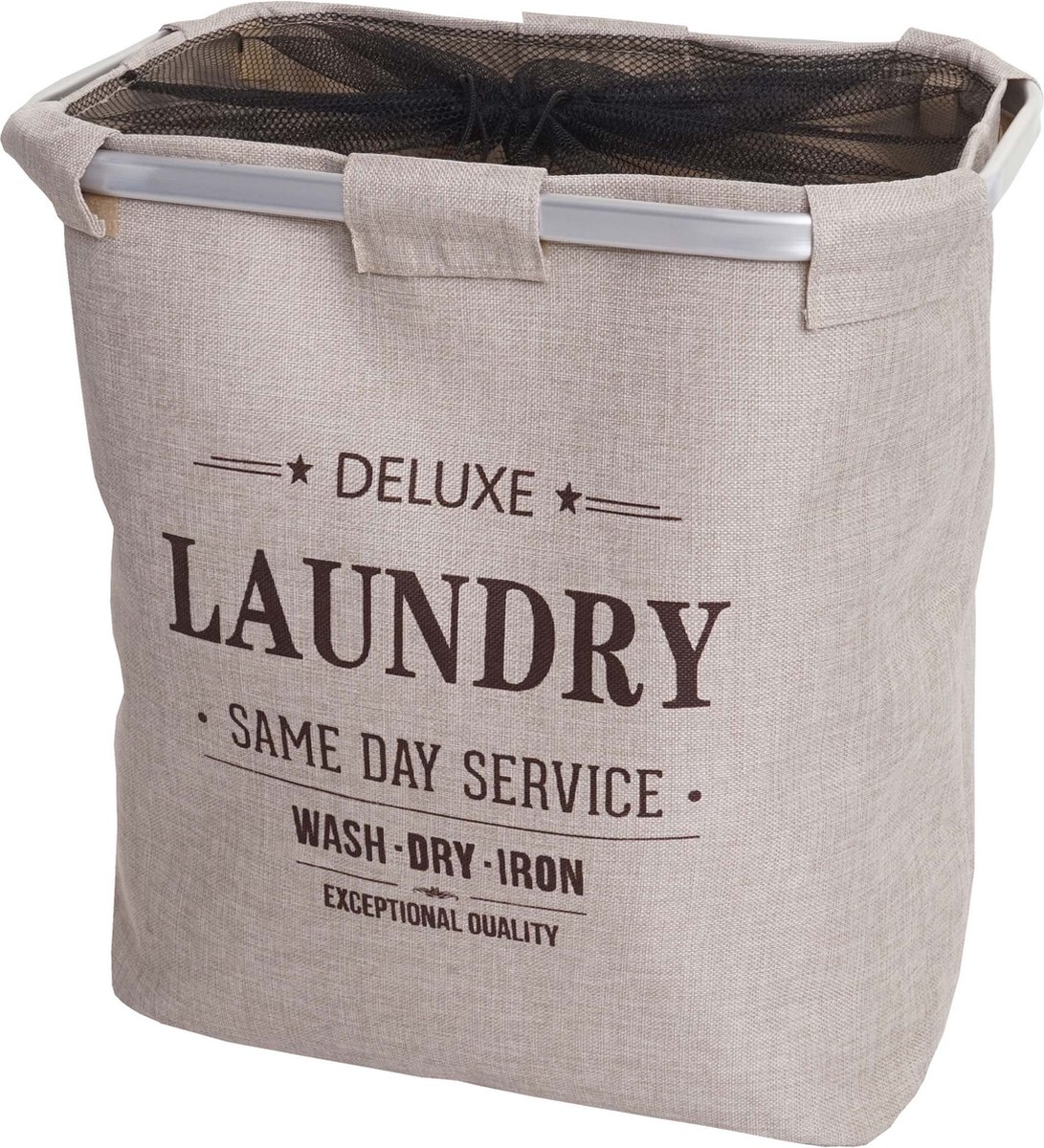 Goedkoopste Wasmand MCW-C34, Wasbox Wasmand Wasmand met net, 1 vak 56x49x30cm 82l ~ beige