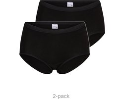 2-pak dames slip - midi comfort - badstof kruisje - Dames onderbroek - dames ondergoed - M - Zwart
