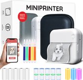 Mini Printer voor Mobiel - Fotoprinter voor Smartphone - Mini Pocket Printer - Mini Printer Incl.1 Harde Etui + 13 Rollen Papier (Sticker, Normaal, Kleur) + 5 Pennen - Pocket Printer Smartphone - Sticker Printer - Fotoprinter Mobiel