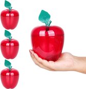 Grote Rode Appel Containers [4 Pak] - Plastic Appel Vorm Opslag voor Koekjes, Snoep, Speelgoed, Snacks, Chocolade - Decoratieve Doorzichtig Nep Appel voor Kerstmis, Bruiloft & Decoratie