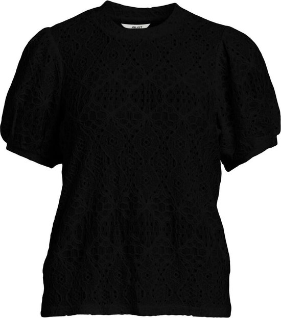Object T-shirt Objfeodora S/s Top Noos 23042043 Black Dames Maat - XS