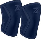 ZEUZ 2 Pièces Premium Genouillère pour Fitness, CrossFit & Sports – Attelles de Genou – 7 mm - Bleu Marine - Taille XS