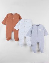 Noukie's 3 Pack - Pyjama - Unie - Katoen - Jersey - Olifant - Grijst, ecru , baksteen - 3 maand 62