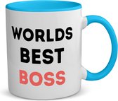 Akyol - worlds best boss koffiemok - theemok - blauw - Baas - de beste baas - collega's - werknemers - verjaardagscadeau - verjaardag - cadeau - afscheidscadeau - geschenk - leuke cadeau - kado - gift - 350 ML inhoud