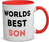 Akyol - worlds best son koffiemok - theemok - rood - Zoon - de beste zoon - verjaardagscadeau - verjaardag - cadeau - cadeautje voor zoon - zoon artikelen - kado - geschenk - gift - 350 ML inhoud