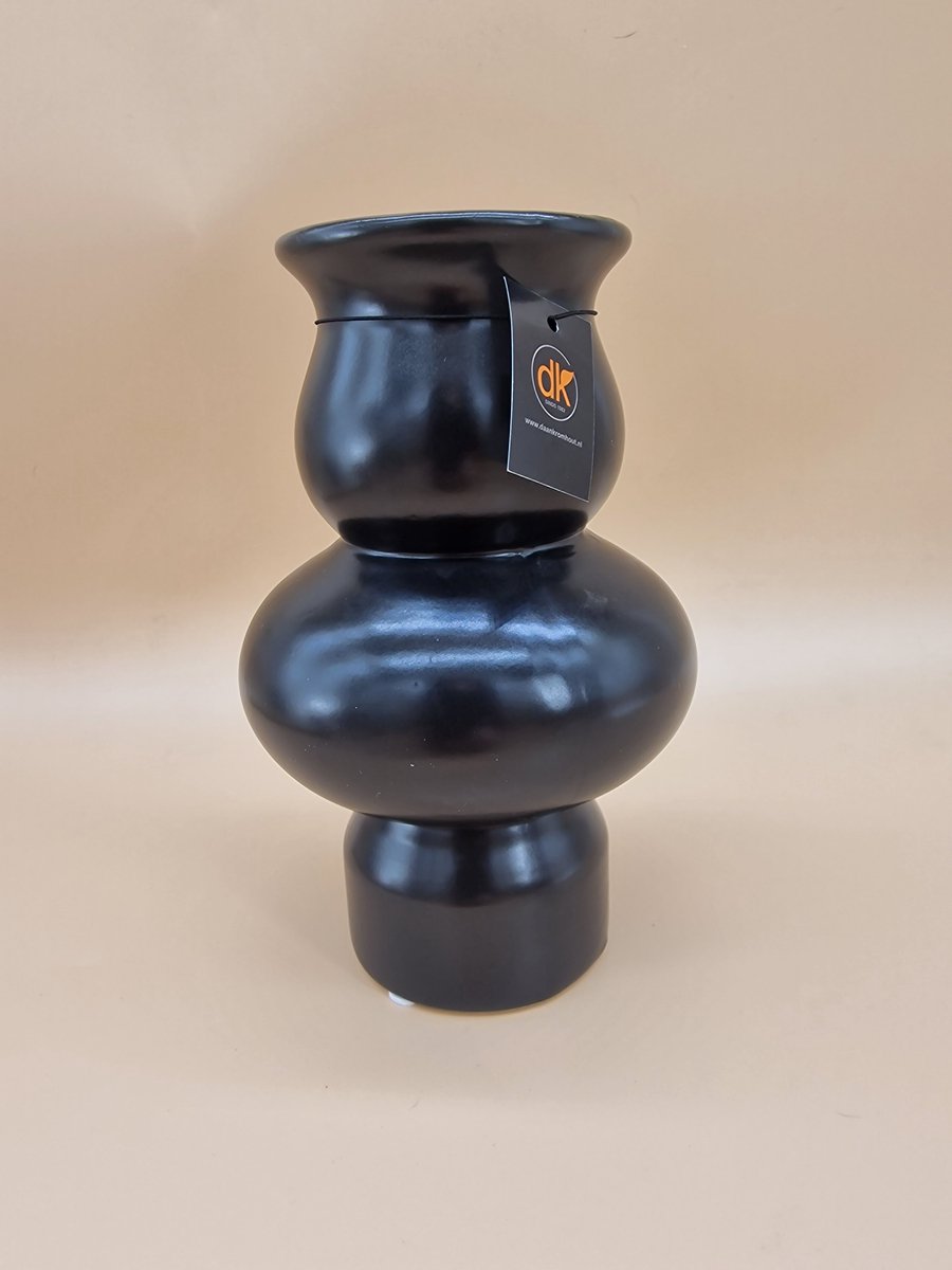 DK design Daan Kromhout Vaas - Zwart - 12x19cm - Mat - Aardewerk - Black Vase
