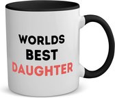 Akyol - worlds best daughter koffiemok - theemok - zwart - Dochter - de beste dochter - verjaardagscadeau - verjaardag - cadeau - cadeautje voor dochter - dochter artikelen - kado - geschenk - gift - 350 ML inhoud