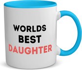 Akyol - worlds best daughter koffiemok - theemok - blauw - Dochter - de beste dochter - verjaardagscadeau - verjaardag - cadeau - cadeautje voor dochter - dochter artikelen - kado - geschenk - gift - 350 ML inhoud