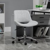 Zakelijke stoel, bureaustoel, hoogte -verstelbare brandenstoel, computerstoel met linnen look, pc -stoel tot 110 kg veerkrachtig, metaal, lichtgrijs