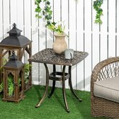 Bijzettafel, terras tafel met overkoepelende gat, tuentafel met aluminium frame, salontafel voor tuin, balkon, brons, 54 x 52,5 cm