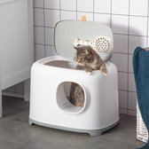 Katzklo Cat -toilet voor katten tot 5 kg met een kap en deksel roosterplastic wit 55 x 40 x 39 cm