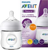 Philips Avent Natural Babyfles - 1 Fles (125 ml) - 0m+ - Speen voor pasgeboren baby's - Spiraalvormig design - Antikrampjes ventiel vermindert darmkrampjes - Ultra zachte speen - SCF030/17