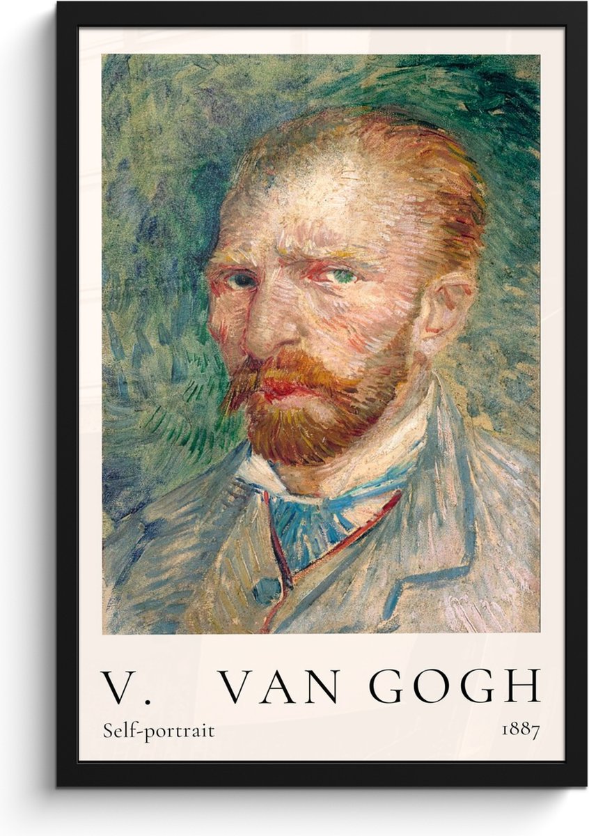 FrameYourWall Poster in lijst - Fotolijst 40x60 cm - Posters - Vincent van Gogh - Self-portrait - Kunst - Oude meesters - Posterlijst zwart - Decoratie - Wanddecoratie woonkamer - Muurdecoratie slaapkamer
