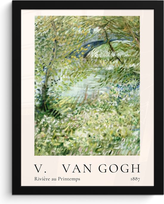 Fotolijst inclusief poster - Posterlijst 30x40 cm - Posters - Vincent van Gogh - Rivière au Printemps - Kunst - Oude meesters - Foto in lijst decoratie - Wanddecoratie woonkamer - Muurdecoratie slaapkamer