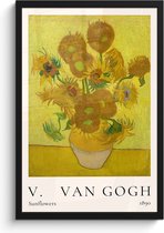 Fotolijst inclusief poster - Posterlijst 40x60 cm - Posters - Vincent van Gogh - Sunflowers - Kunst - Oude meesters - Zonnebloemen - Foto in lijst decoratie - Wanddecoratie woonkamer - Muurdecoratie slaapkamer