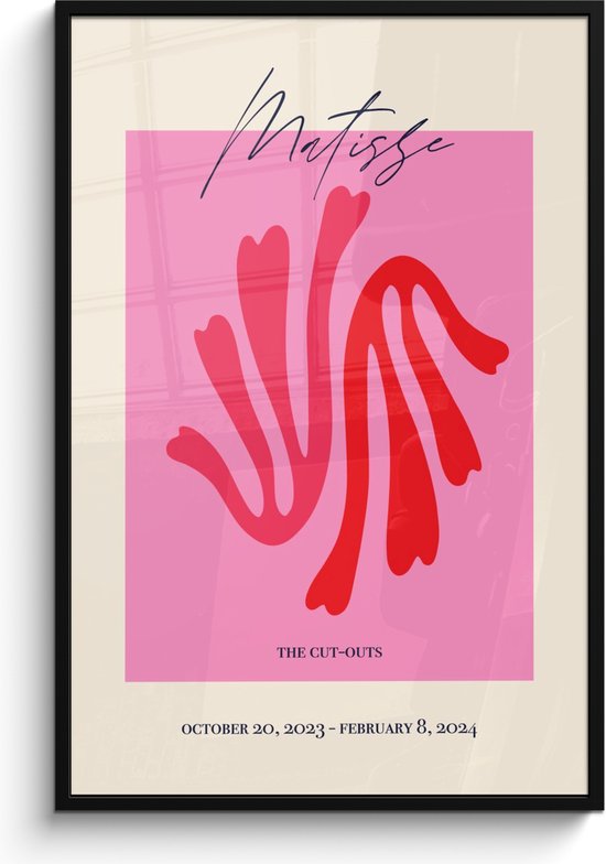 Fotolijst inclusief poster - Posterlijst 80x120 cm - Posters - Abstracte kunst - Matisse - Roze - Modern - Foto in lijst decoratie - Wanddecoratie woonkamer - Muurdecoratie slaapkamer