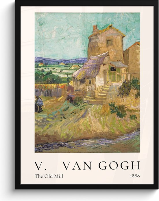 Fotolijst inclusief poster - Posterlijst 60x80 cm - Posters - Vincent van Gogh - The Old Mill - Kunst - Oude meesters - Foto in lijst decoratie - Wanddecoratie woonkamer - Muurdecoratie slaapkamer