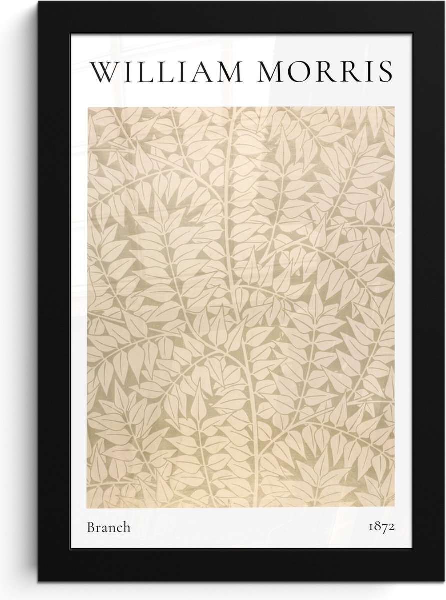 FrameYourWall Poster in lijst - Fotolijst 20x30 cm - Posters - William Morris - Branch - Abstract - Natuur - Beige - Posterlijst zwart - Decoratie - Wanddecoratie woonkamer - Muurdecoratie slaapkamer