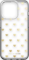 iDeal of Sweden Coque transparente iPhone 15 Pro Coeurs dorés