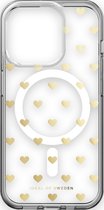 iDeal of Sweden Clear Case MagSafe iPhone 15 Pro Golden Hearts