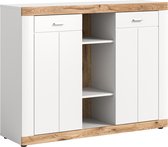 Laredo dressoir 2 deuren, 2 planken mat wit,eik decor,wit.