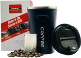 SpinOff Koffiebeker - RVS - Koffiebekers to go - Koffie reisbeker - Theebeker - Travel mug - Thermosbeker - 380ml - Blauw