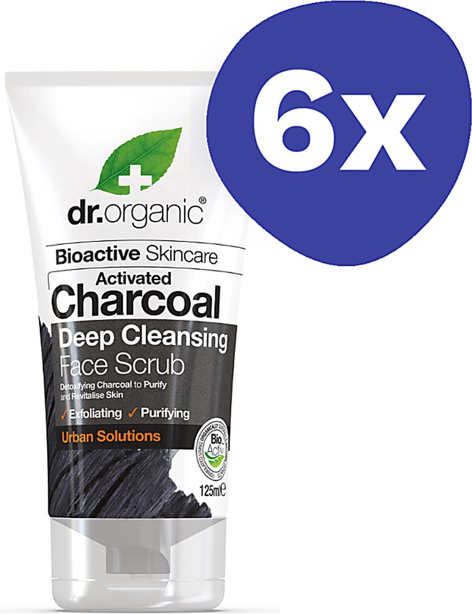 Goedkoopste Dr Organic Houtskool Gezichtsscrub (6x125ml