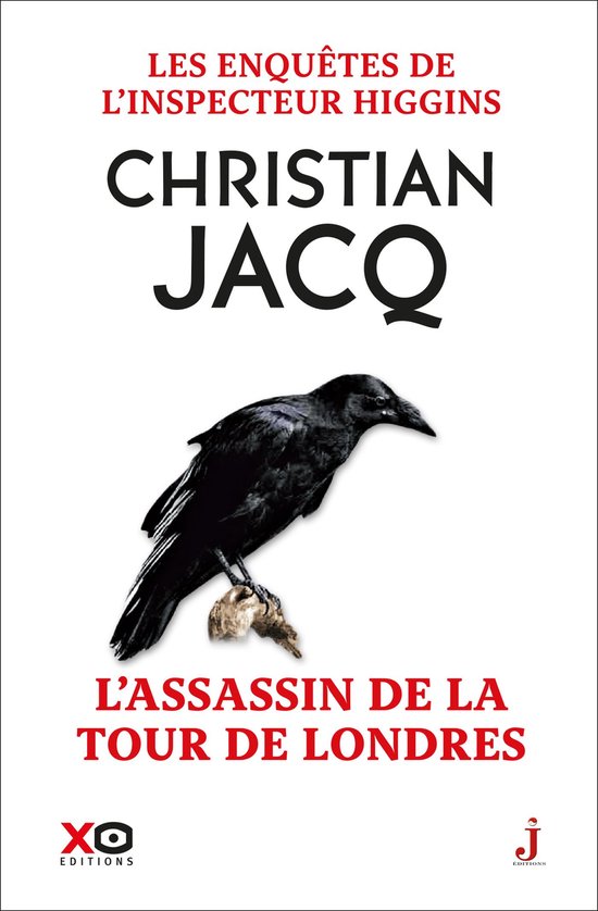 Boekomslag met een zwarte raaf op een tak. Titel: Les enquêtes de l'inspecteur Higgins, L'assassin de la tour de Londres.