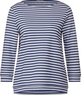 Street One Gestreept Dames T- shirt met 3/4-mouwen - fresh intense gentle blue - Maat 36