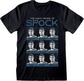 Uniseks T-Shirt met Korte Mouwen Star Trek Many Mood Of Spock Zwart - XXL