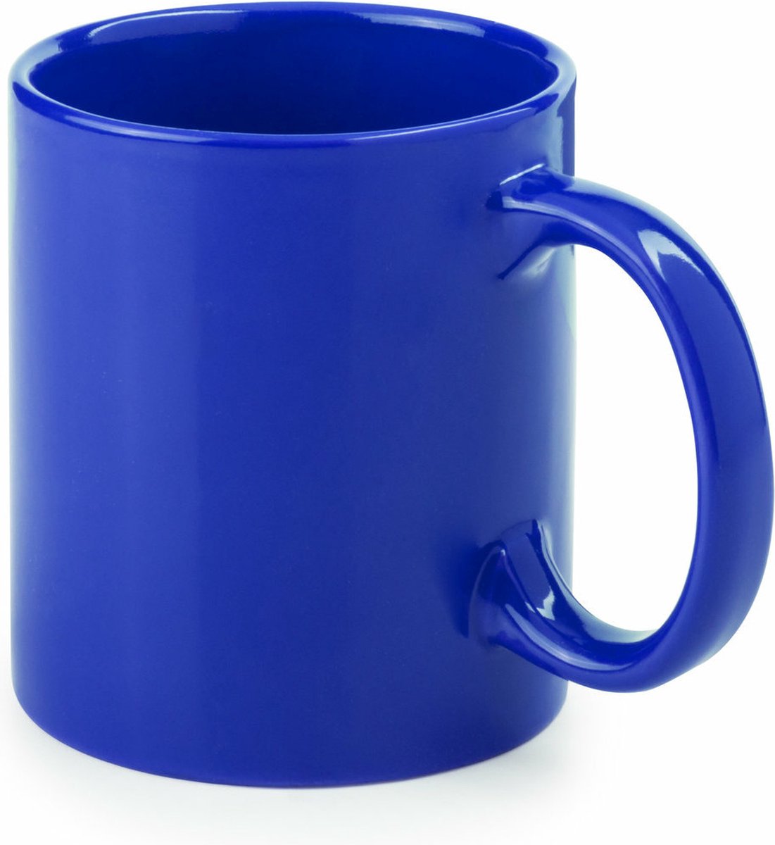 Bellatio Design Koffie mokken/bekers - keramiek - glans - met oor - blauw - 370 ml