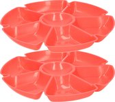 Excellent Houseware Hapjes/chips serveerschaal - set 2x - oranje - 29 cm - Serveerschalen/dienbladen